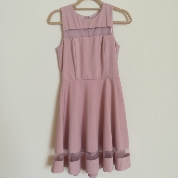 NWOT - Lulus Beige/Nude Mesh Skater Dress - Picture 1 of 4